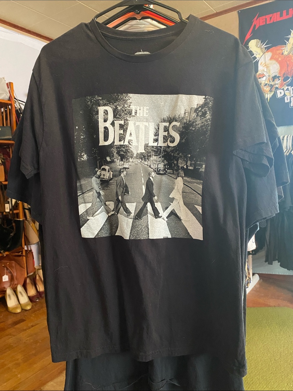 The Beatles Black Graphic Tee with Abbey Road Photo